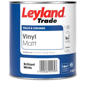 Leyland Trade Vinyl Matt Emulsion Paint - Brilliant White - 1L