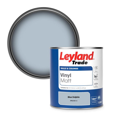 Leyland Trade Vinyl Matt Walls & Ceilings Emulsion Paint Blue Dolphin (PPG1041-4) 1L