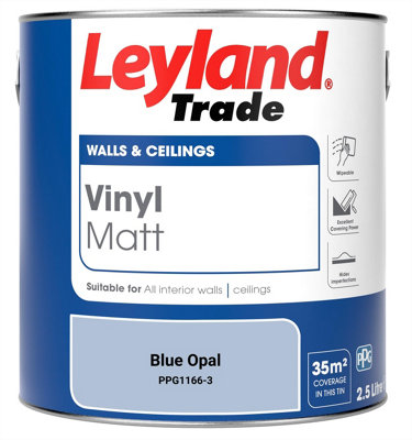 Leyland Trade Vinyl Matt Walls & Ceilings Emulsion Paint Blue Opal (PPG1166-3) 2.5L