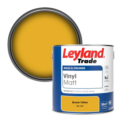 Leyland Trade Vinyl Matt Walls & Ceilings Emulsion Paint Broom Yellow (RAL 1032) 2.5L