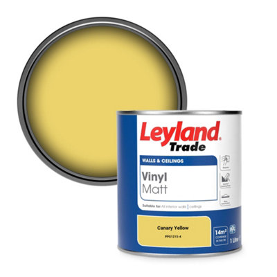 Leyland Trade Vinyl Matt Walls & Ceilings Emulsion Paint Canary Yellow (PPG1215-4) 1L