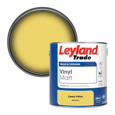 Leyland Trade Vinyl Matt Walls & Ceilings Emulsion Paint Canary Yellow (PPG1215-4) 2.5L