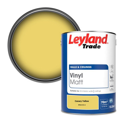 Leyland Trade Vinyl Matt Walls & Ceilings Emulsion Paint Canary Yellow (PPG1215-4) 5L