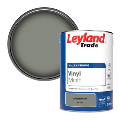 Leyland Trade Vinyl Matt Walls & Ceilings Emulsion Paint Concrete Grey (RAL 7023) 5L