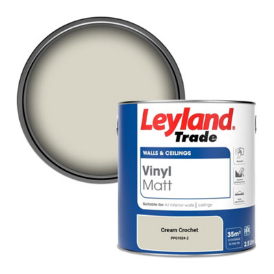 Leyland Trade Vinyl Matt Walls & Ceilings Emulsion Paint Cream Crochet (PPG1024-2) 2.5L