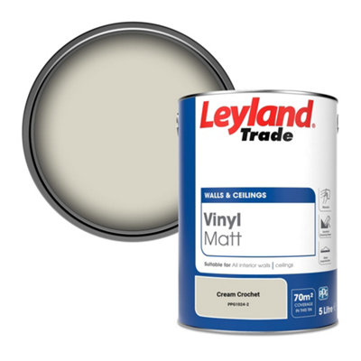 Leyland Trade Vinyl Matt Walls & Ceilings Emulsion Paint Cream Crochet (PPG1024-2) 5L
