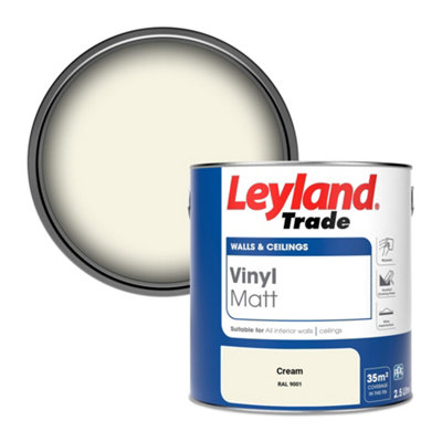 Leyland Trade Vinyl Matt Walls & Ceilings Emulsion Paint Cream (RAL 9001) 2.5L