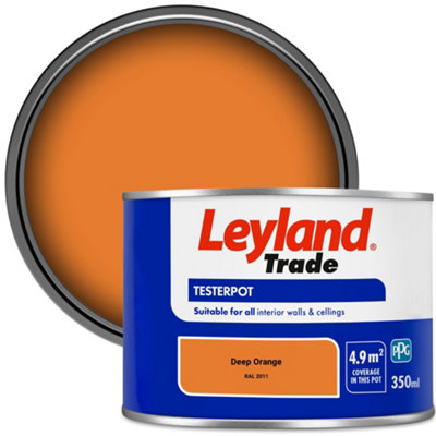 Leyland Trade Vinyl Matt Walls & Ceilings Emulsion Paint Deep Orange (RAL 2011) 350ml Tester