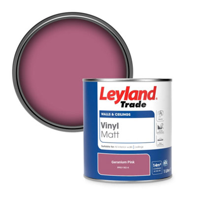 Leyland Trade Vinyl Matt Walls & Ceilings Emulsion Paint Geranium Pink (PPG1182-6) 1L