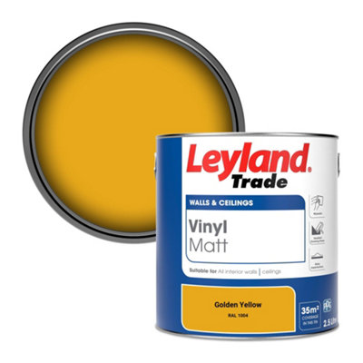 Leyland Trade Vinyl Matt Walls & Ceilings Emulsion Paint Golden Yellow (RAL 1004) 2.5L