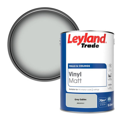 Leyland Trade Vinyl Matt Walls & Ceilings Emulsion Paint Grey Gables (PPG1010-2) 5L