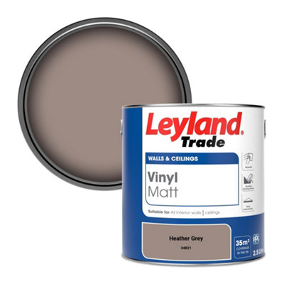 Leyland Trade Vinyl Matt Walls & Ceilings Emulsion Paint Heather Grey (04B21) 2.5L