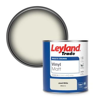 Leyland Trade Vinyl Matt Walls & Ceilings Emulsion Paint Jewel White (PPG14-12) 1L