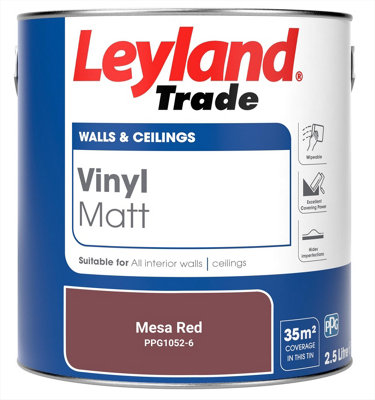 Leyland Trade Vinyl Matt Walls & Ceilings Emulsion Paint Mesa Red (PPG1052-6) 2.5L