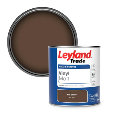 Leyland Trade Vinyl Matt Walls & Ceilings Emulsion Paint Nut Brown (RAL 8011) 1L