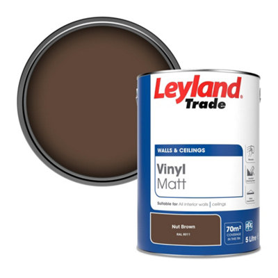 Leyland Trade Vinyl Matt Walls & Ceilings Emulsion Paint Nut Brown (RAL 8011) 5L