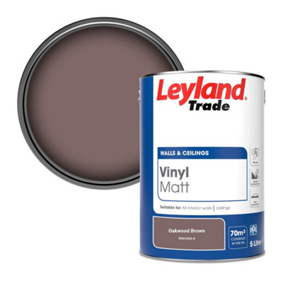 Leyland Trade Vinyl Matt Walls & Ceilings Emulsion Paint Oakwood Brown (PPG1054-6) 5L
