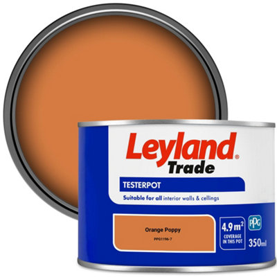 Leyland Trade Vinyl Matt Walls & Ceilings Emulsion Paint Orange Poppy (PPG1196-7) 350ml Tester