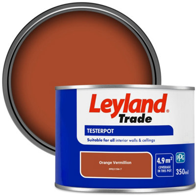 Leyland Trade Vinyl Matt Walls & Ceilings Emulsion Paint Orange Vermillion (PPG1194-7) 350ml Tester