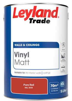 Leyland Trade Vinyl Matt Walls & Ceilings Emulsion Paint Pure Red