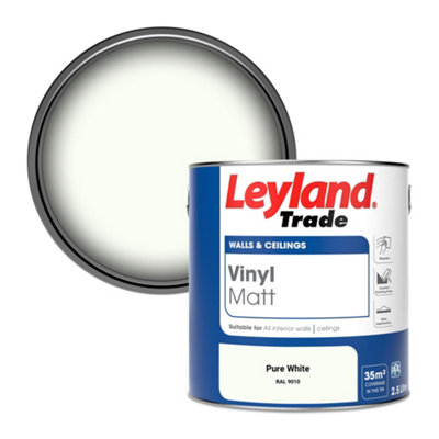 Leyland Trade Vinyl Matt Walls & Ceilings Emulsion Paint Pure White (RAL 9010) 2.5L