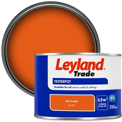 Leyland Trade Vinyl Matt Walls & Ceilings Emulsion Paint Ral Orange (RAL 2017) 350ml Tester