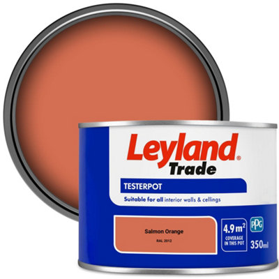 Leyland Trade Vinyl Matt Walls & Ceilings Emulsion Paint Salmon Orange (RAL 2012) 350ml Tester
