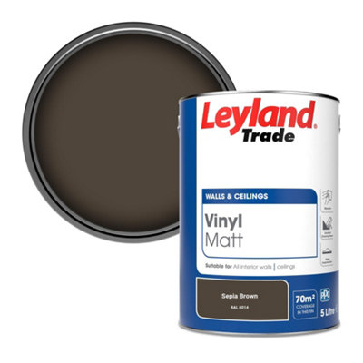 Leyland Trade Vinyl Matt Walls & Ceilings Emulsion Paint Sepia Brown (RAL 8014) 5L