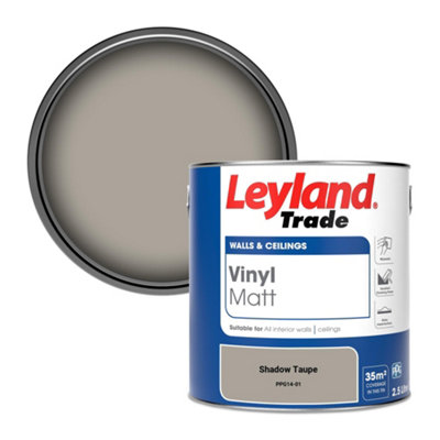 Leyland Trade Vinyl Matt Walls & Ceilings Emulsion Paint Shadow Taupe (PPG14-01) 2.5L