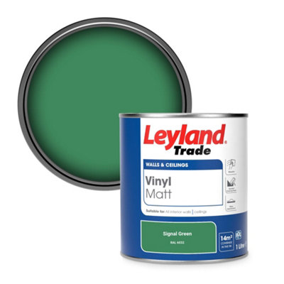 Leyland Trade Vinyl Matt Walls & Ceilings Emulsion Paint Signal Green (RAL 6032) 1L