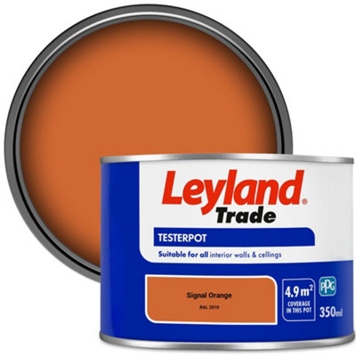 Leyland Trade Vinyl Matt Walls & Ceilings Emulsion Paint Signal Orange (RAL 2010) 350ml Tester