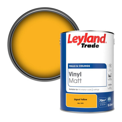 Leyland Trade Vinyl Matt Walls & Ceilings Emulsion Paint Signal Yellow (RAL 1003) 5L
