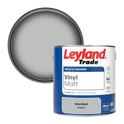 Leyland Trade Vinyl Matt Walls & Ceilings Emulsion Paint Silver Band ...