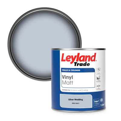 Leyland Trade Vinyl Matt Walls & Ceilings Emulsion Paint Silver Wedding (PPG1168-3) 1L