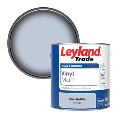 Leyland Trade Vinyl Matt Walls & Ceilings Emulsion Paint Silver Wedding (PPG1168-3) 2.5L