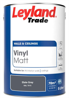 Leyland Trade Vinyl Matt Walls & Ceilings Emulsion Paint Slate Grey (RAL 7015) 5L