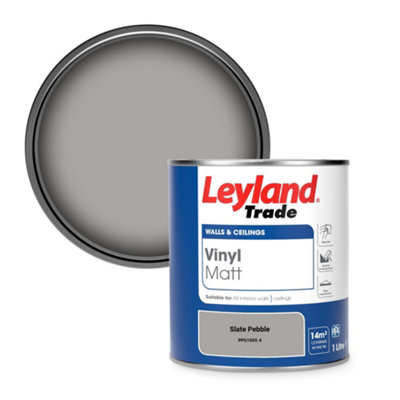 Leyland Trade Vinyl Matt Walls & Ceilings Emulsion Paint Slate Pebble (PPG1005-4) 1L