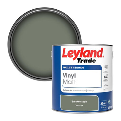Leyland Trade Vinyl Matt Walls & Ceilings Emulsion Paint Smokey Sage (PPG11-24) 2.5L
