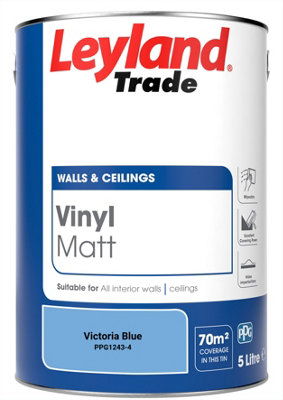Leyland Trade Vinyl Matt Walls & Ceilings Emulsion Paint Victoria Blue (PPG1243-4) 5L