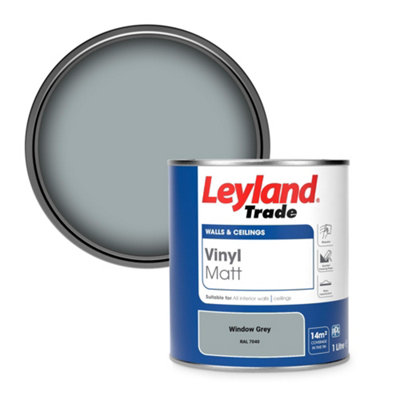 Leyland Trade Vinyl Matt Walls & Ceilings Emulsion Paint Window Grey (RAL 7040) 1L