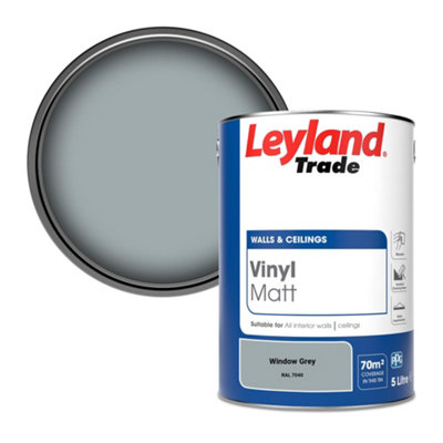 Leyland Trade Vinyl Matt Walls & Ceilings Emulsion Paint Window Grey (RAL 7040) 5L
