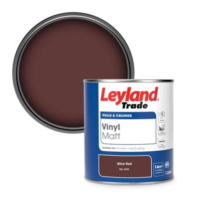 Leyland Trade Vinyl Matt Walls & Ceilings Emulsion Paint Wine Red (RAL 3005) 1L