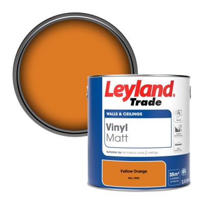 Leyland Trade Vinyl Matt Walls & Ceilings Emulsion Paint Yellow Orange (RAL 2000) 2.5L