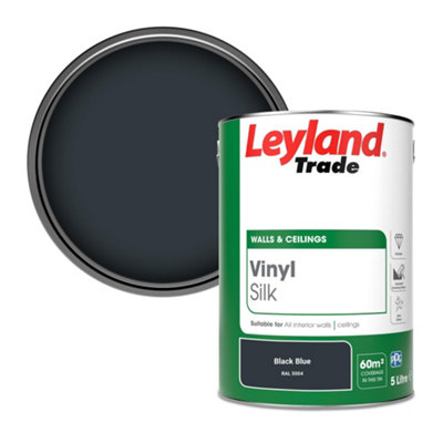 Leyland Trade Vinyl Silk Walls & Ceilings Emulsion Paint Black Blue (RAL 5004) - 5L