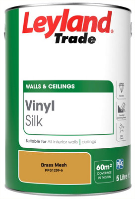 Leyland Trade Vinyl Silk Walls & Ceilings Emulsion Paint Brass Mesh (PPG1209-6) - 5L