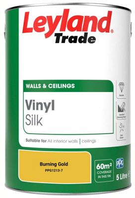 Leyland Trade Vinyl Silk Walls & Ceilings Emulsion Paint Burning Gold (PPG1213-7) - 5L