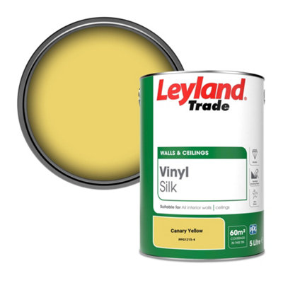 Leyland Trade Vinyl Silk Walls & Ceilings Emulsion Paint Canary Yellow (PPG1215-4) - 5L