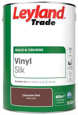 Leyland Trade Vinyl Silk Walls & Ceilings Emulsion Paint Cherokee Red (PPG13-02) - 5L