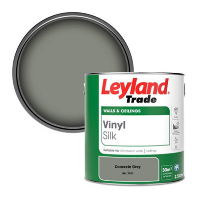 Leyland Trade Vinyl Silk Walls & Ceilings Emulsion Paint Concrete Grey (RAL 7023) - 2.5L