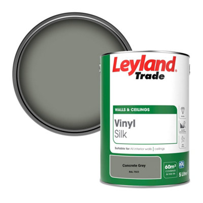 Leyland Trade Vinyl Silk Walls & Ceilings Emulsion Paint Concrete Grey (RAL 7023) - 5L